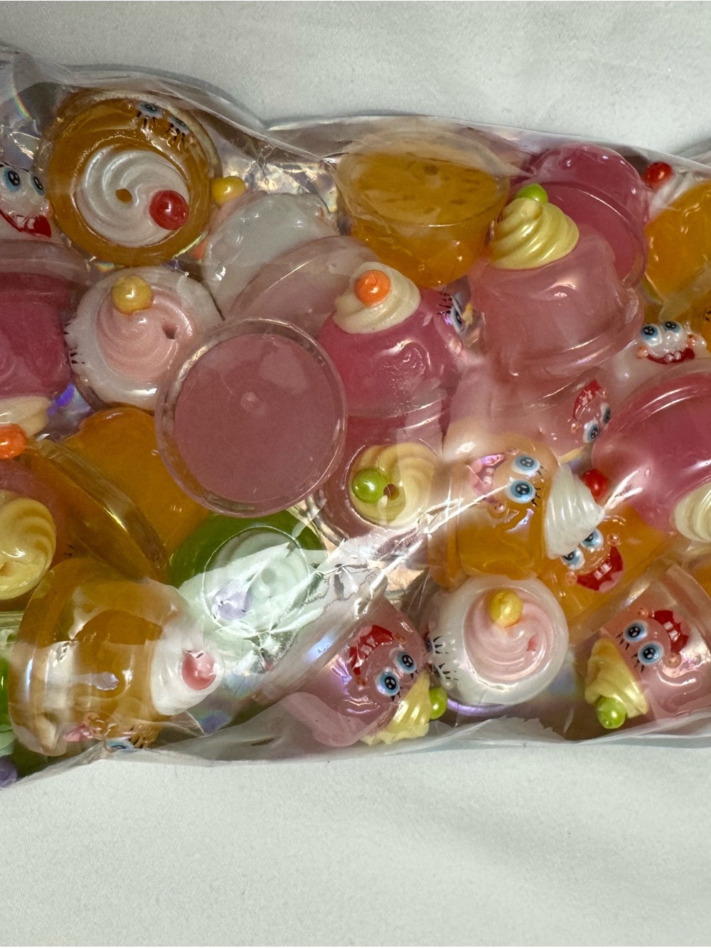 Assorted Pink and Yellow Cupcake Acrylic Beads